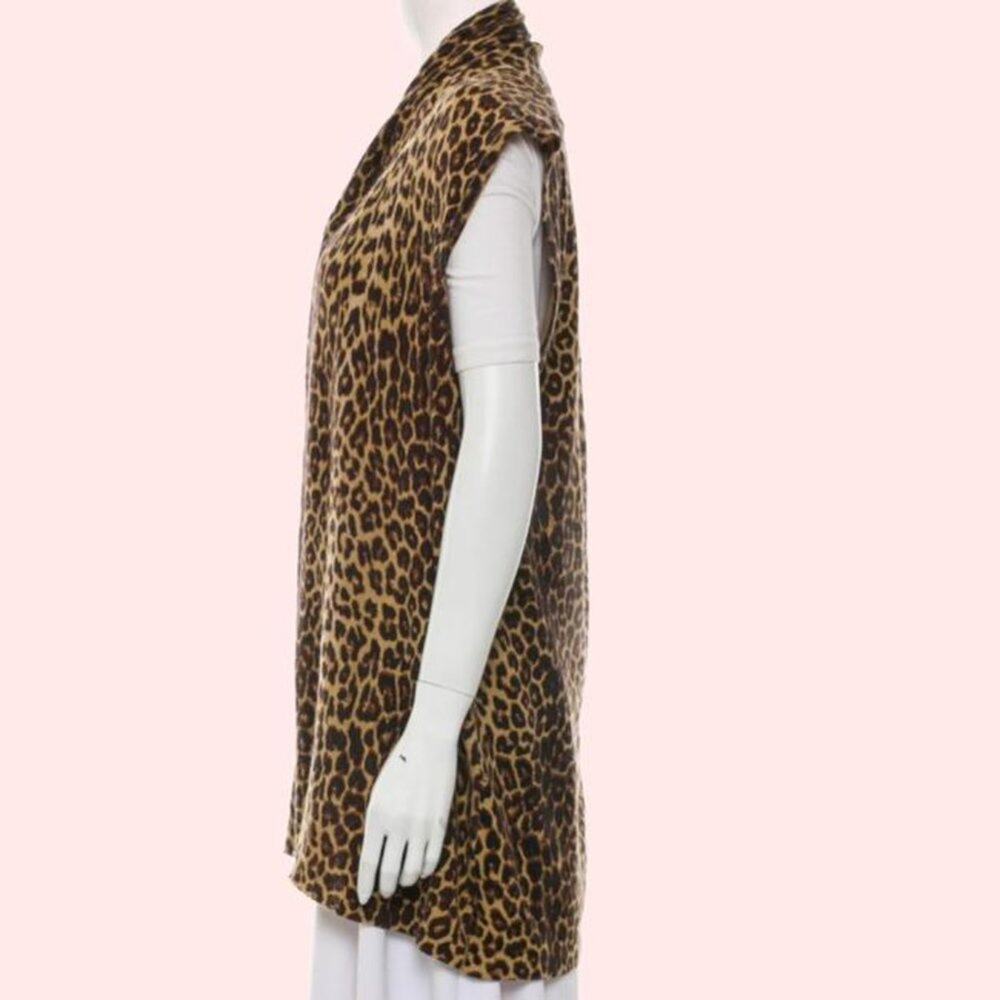 Neiman Marcus Cheetah Print Open-Front Sweater Ve… - image 3